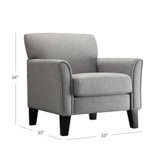 Armchair, Solid Wood Frame, Linen Upholstery