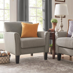 Armchair, Solid Wood Frame, Linen Upholstery