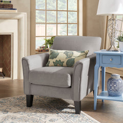 Armchair, Solid Wood Frame, Linen Upholstery