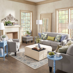 Armchair, Solid Wood Frame, Linen Upholstery