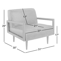 Armchair, Solid Wood Frame with Brown Leather