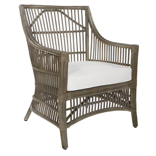 Armchair, Solid Wood Frame with Gray Rattan Legs