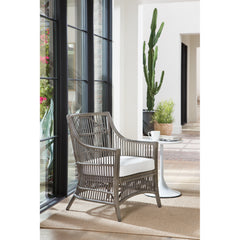 Armchair, Solid Wood Frame with Gray Rattan Legs