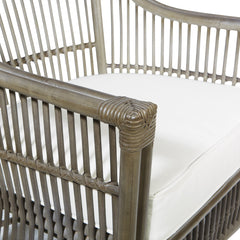 Armchair, Solid Wood Frame with Gray Rattan Legs