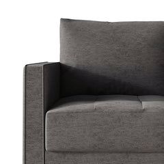 Armchair, Square Arms, Dark Gray Linen, Black Legs