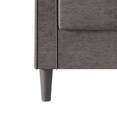 Armchair, Square Arms, Dark Gray Linen, Black Legs