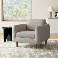 Armchair, Taupe Performance Chenille with Walnut Legs