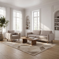 Armchair, Taupe Performance Chenille with Walnut Legs