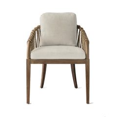 Armchair, Teak and Rattan Frame in Brown