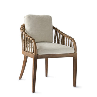 Armchair, Teak and Rattan Frame in Brown