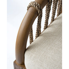 Armchair, Teak and Rattan Frame in Brown