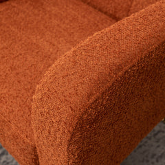 Armchair, Tufted, Orange with Gold Metal Legs