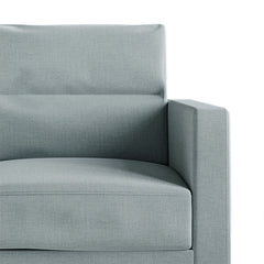 Armchair, Upholstered in Light Blue with Black Legs