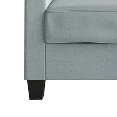 Armchair, Upholstered in Light Blue with Black Legs