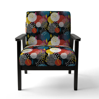 Armchair, Velvet Polka Dot Upholstery, Black Wood Legs