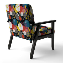 Armchair, Velvet Polka Dot Upholstery, Black Wood Legs