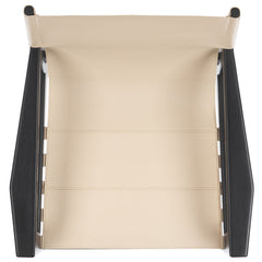 Armchair, White Leather with Black Wood Legs