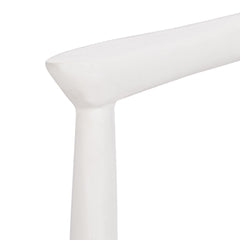 Armchair, White Leather with Solid Wood Legs