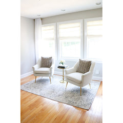 Armchair, White Velvet with Gold Metal Legs