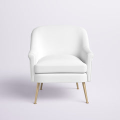 Armchair, White Velvet with Gold Metal Legs