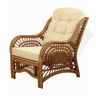 Armchair, Wicker Frame with Beige Upholstery