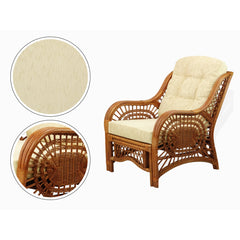 Armchair, Wicker Frame with Beige Upholstery