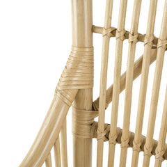 Armchair, Wicker Frame with White Cushion and Natural Finish