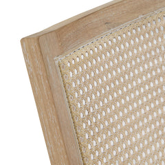 Armchair with Beige Fabric Upholstery and Natural Wood Frame