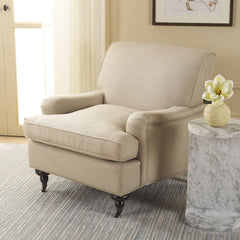 Armchair with Birch Frame in Antique Gold Upholstery