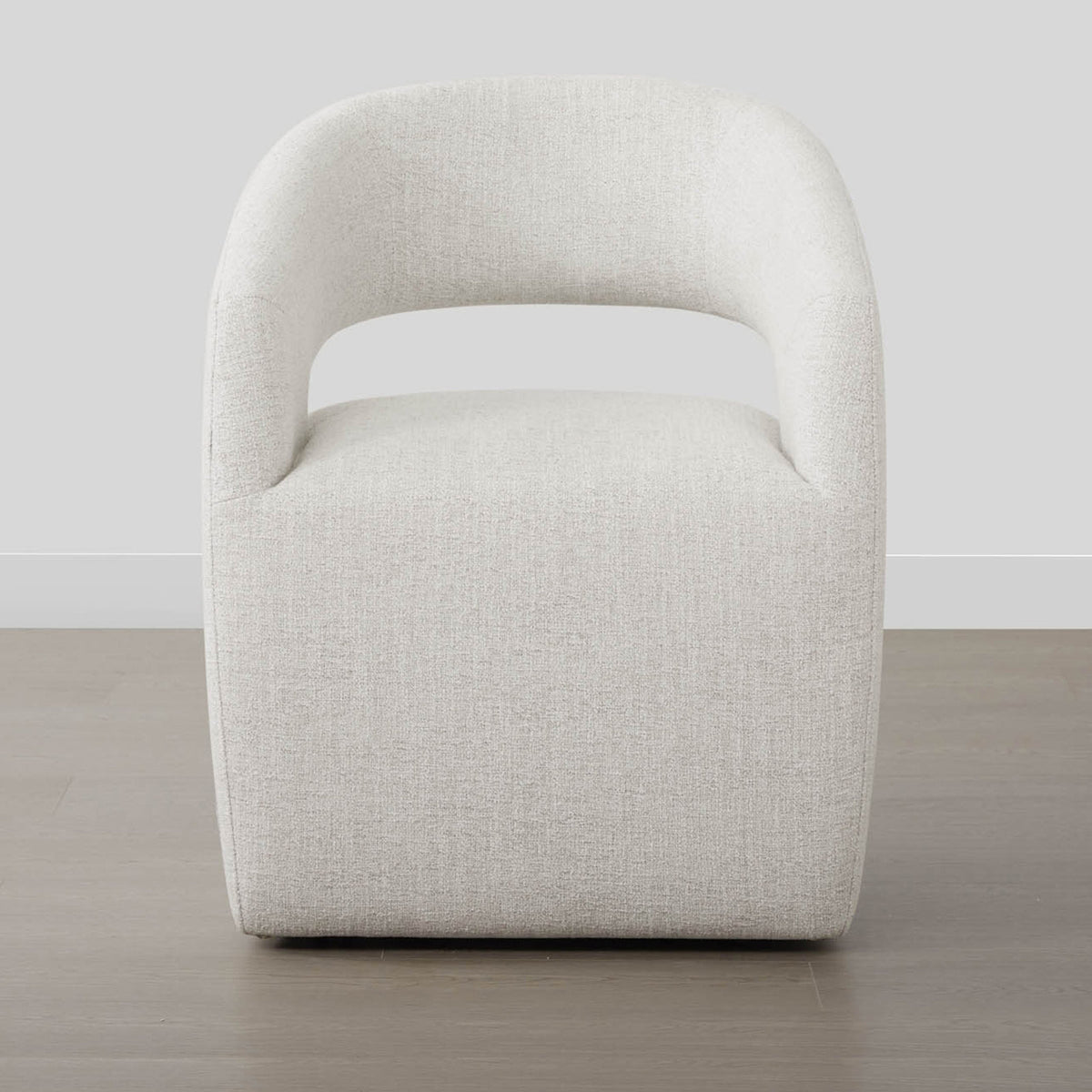 Armchair with Casters, Polyester Upholstery, Solid and Manufactured Wood Frame