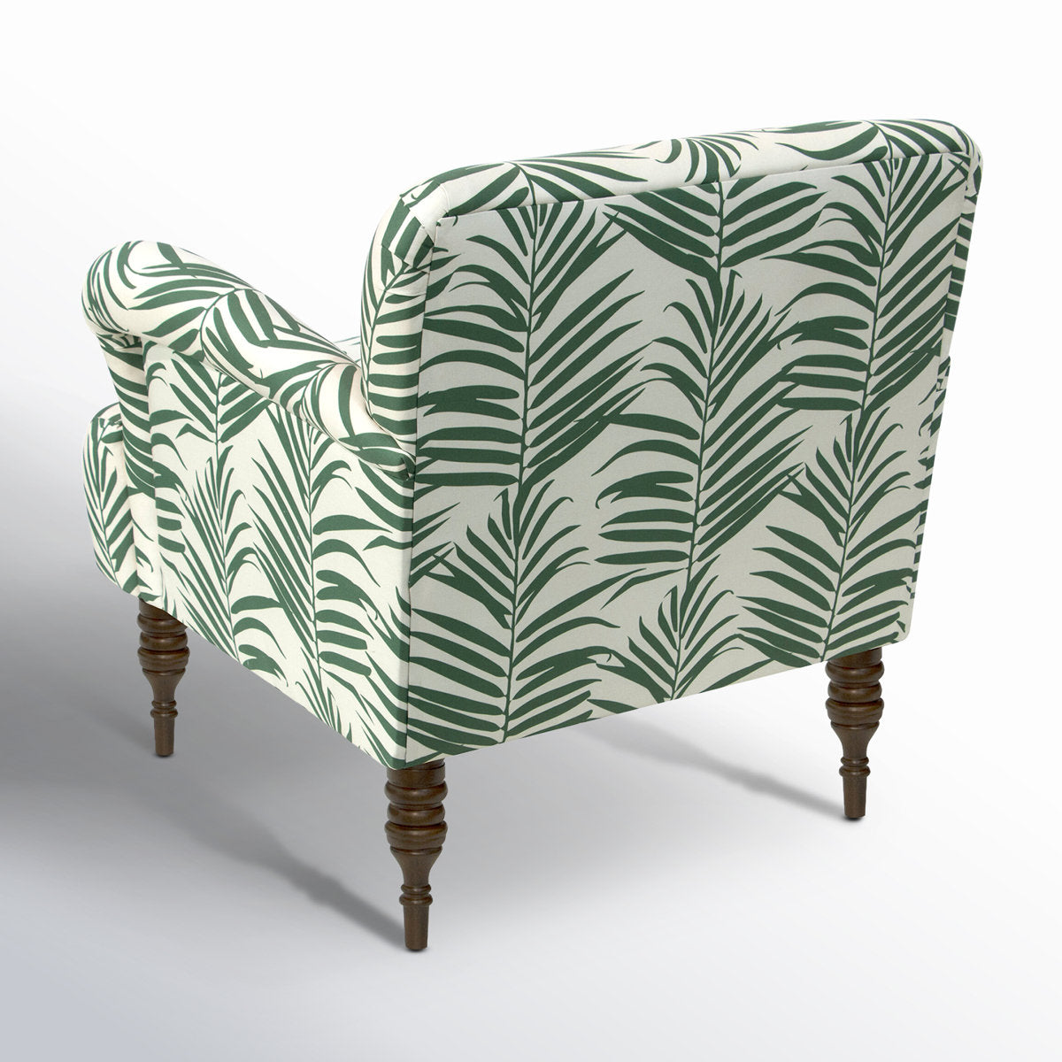 Armchair with Cotton Upholstery and Tapered Wood Legs, Palm Green
