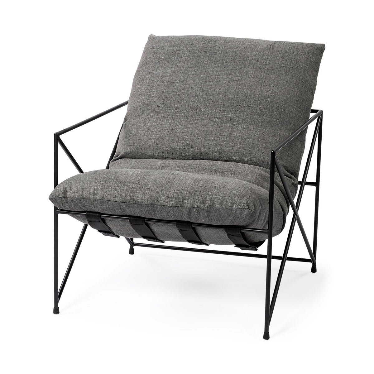 Armchair with Fabric Upholstery and Black Metal Legs