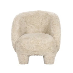 Armchair with Faux Fur Upholstery and Wood Frame