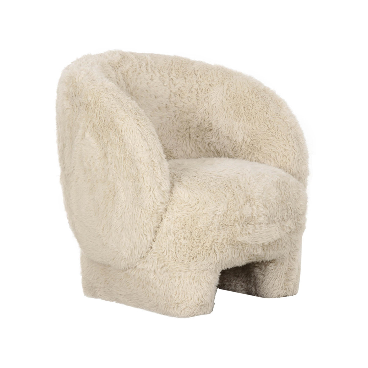 Armchair with Faux Fur Upholstery and Wood Frame