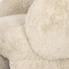 Armchair with Faux Fur Upholstery and Wood Frame