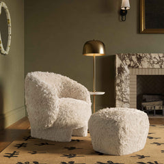 Armchair with Faux Fur Upholstery and Wood Frame