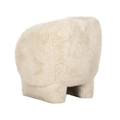 Armchair with Faux Fur Upholstery and Wood Frame