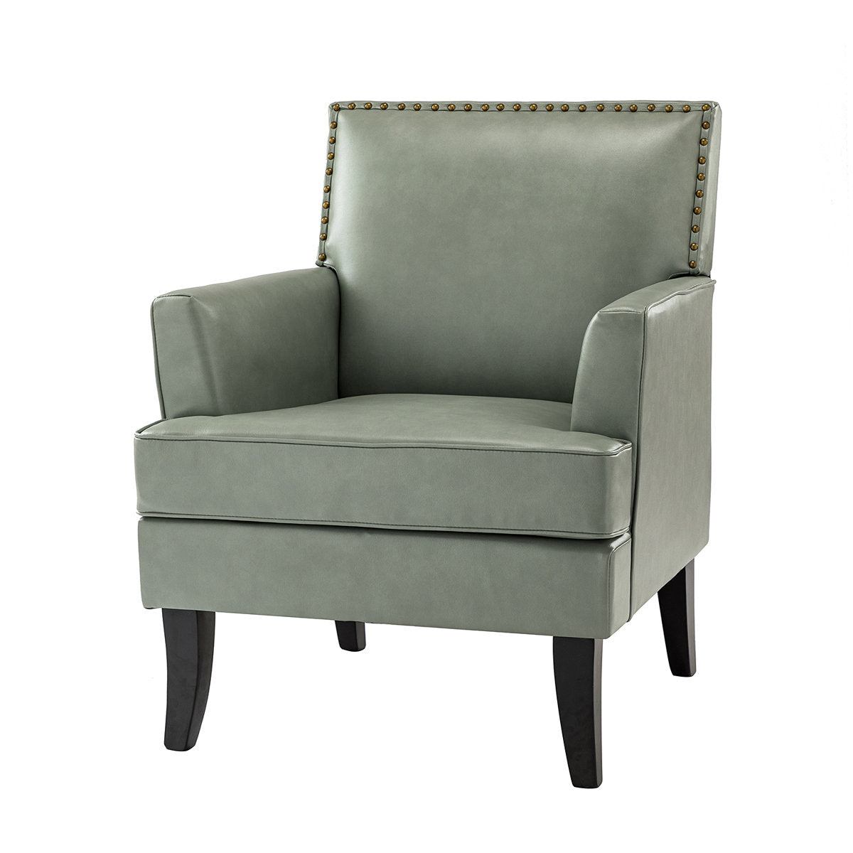 Armchair with Faux Leather Upholstery and Black Wood Legs