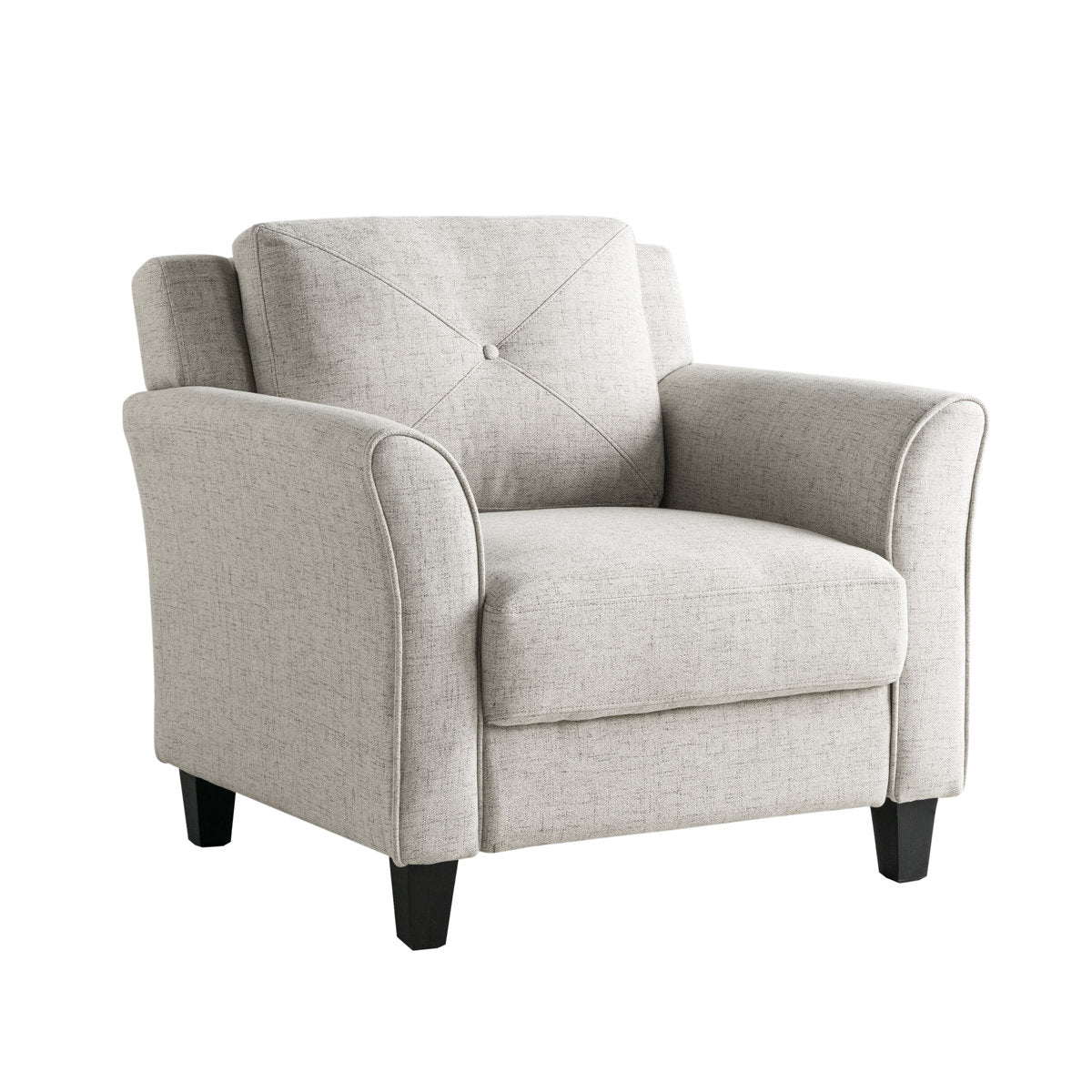 Armchair with Flared Arms, Cream Microfiber, Black Legs