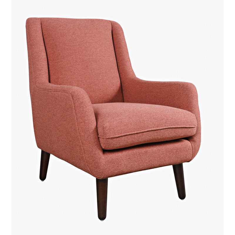 Armchair with Flared Arms, Rose Polyester Upholstery