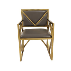 Armchair with Genuine Leather Upholstery and Metal Frame