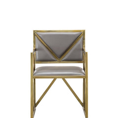 Armchair with Genuine Leather Upholstery and Metal Frame