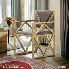 Armchair with Genuine Leather Upholstery and Metal Frame