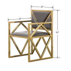 Armchair with Genuine Leather Upholstery and Metal Frame