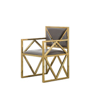 Armchair with Genuine Leather Upholstery and Metal Frame