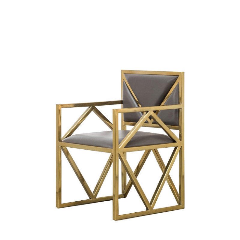 Armchair with Genuine Leather Upholstery and Metal Frame