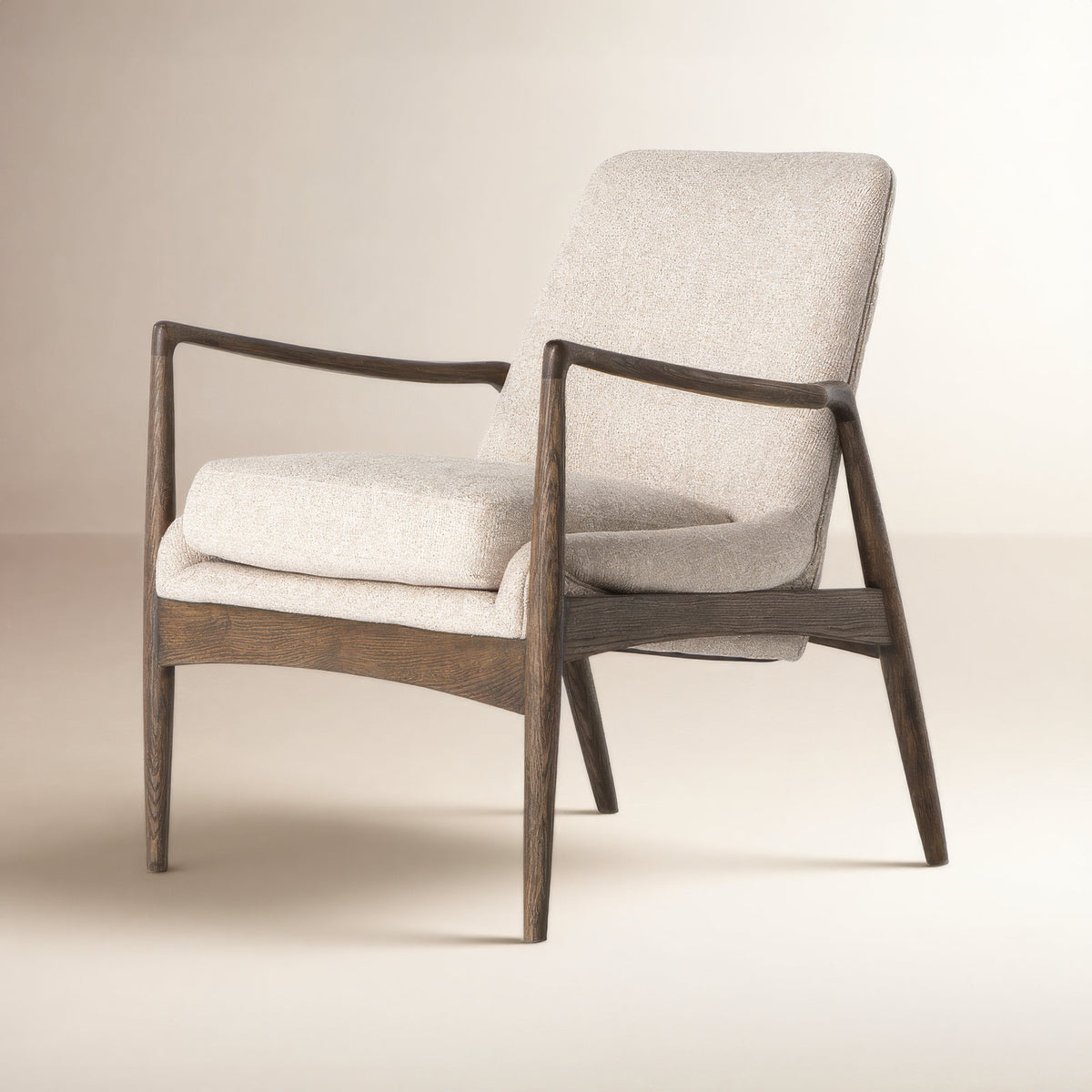 Armchair with Genuine Leather Upholstery and Solid Wood Frame
