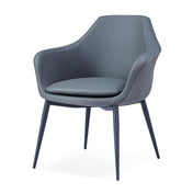 Armchair with Gray Leatherette and Black Metal Legs