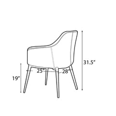 Armchair with Gray Leatherette and Black Metal Legs