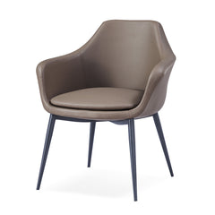 Armchair with Gray Leatherette and Black Metal Legs